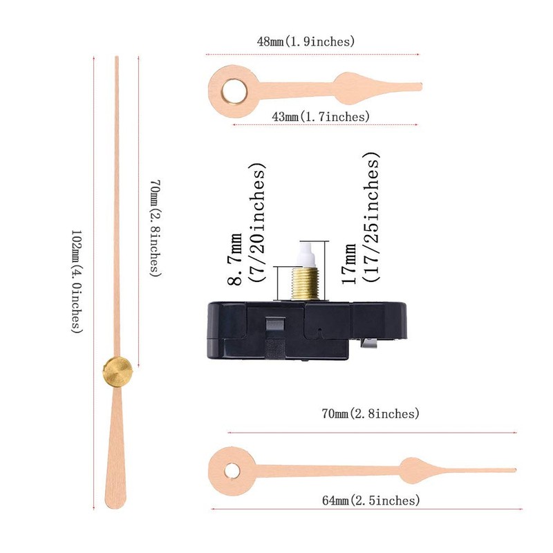 Carkio High Torque Clock Movement,17/25 Inch Long Shaft Clock Movement