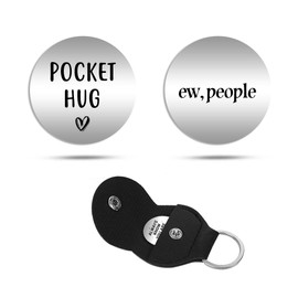Ew, People Funny Pocket Hug for Introverts - Cute Couples Gift - Funny Gift - Introverts Unite w/Leather Case Keychain #PH37