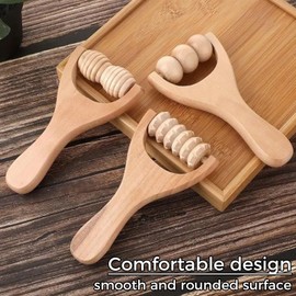 CRZQXOUR 3pcs Massage Roller Tool for Waist, Thigh, Leg, Hand, and Full Body Massager Made of Pure pear Wood Lightweight Natural Muscle Rollers, Used for Bead Massage Providing Soothing Tissue Wooden
