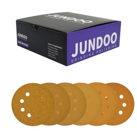 JUNDOO Sanding Discs 320 Grit Sandpaper 5-Inch 8-Hole Hook and Loop Sandpaper Finishing Discs for Automotive and Woodworking 50 Pcs Aluminum Oxide Abrasive