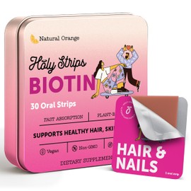 HOLY STRIPS Biotin Oral Strips - Fast-Absorbing, Vegan, Non-GMO, Sugar-Free - Supports Healthy Hair, Skin, and Nails - Delicious Orange Flavor - 30 Count