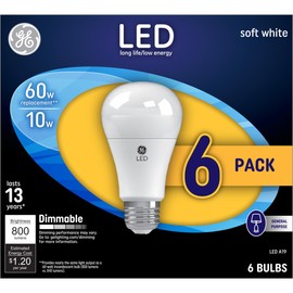 GE LED Light Bulbs, 60 Watt, Soft White, A19 (6 Pack)