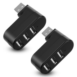 2 Pack 3-Port USB Hub [90°/180° Degree Rotatable] USB Splitter USB Expander Multiport USB Splitter Adapter with 3 USB Ports Charger Data for Laptop, Flash Drive Printer,Camera,Keyborad
