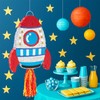 WERNNSAI Rocket Piñata - Rocket Ship Pinata Bundle with Blindfold