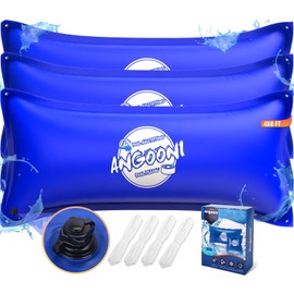 Angooni 4x8FT Heavy-Duty Pool Pillow with Sturdy Ropes - 0.4mm Thick PVC Pool Pillows for Winter with Boston Dual-Inflation Valve - Pool Closing Pillow for Above Ground Pools, No Leakage(3 Pack)