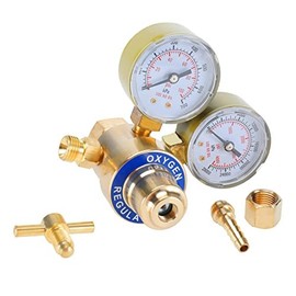 YaeTek Dual Gauge Oxygen Regulator Solid Brass Inlet Thread CGA540 Outlet Pressure 0-100PSI Inlet 0-4000PSI