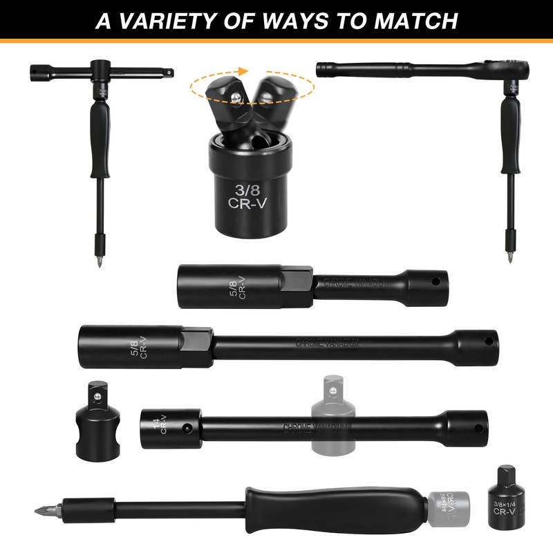 110-Piece Metric 3/8" Drive Impact Socket Set and SAE CR-V