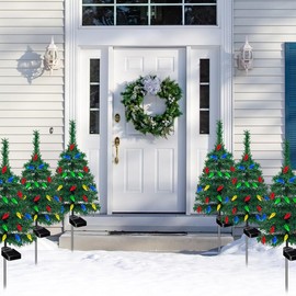 (4pcs sets of solar Christmas tree lights) holiday decorations, outdoor courtyards, gardens, lawns, small path lights, atmosphere lights