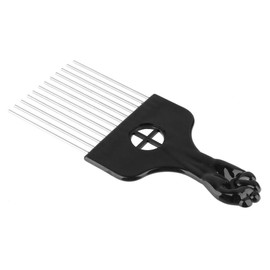 Chrontier Metal Hair Styling Pik Afro African American Pick Comb Tooth Comb Hairdressing For Volume & Tangles Black Fan Fist Straight Hair Brush