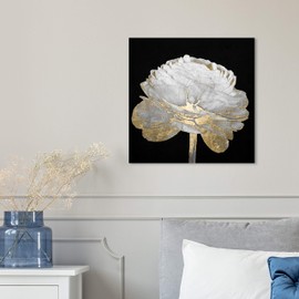 Oliver Gal 'Gold and Light Floral II' Floral and Botanical Wall Art Canvas Print - Black, White 20 x 20