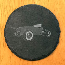 Gearhead Heaven: Vintage 1932 Hot Rod Coasters with Flair - Round Slate - set of 5