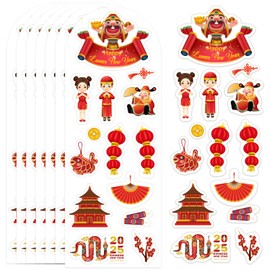 DISJOURNEY Lunar New Year Stickers 2025-98PCS Chinese New Year Stickers for Kids Lunar New Year Decorations Year of The Snake Stickers Spring Party Supplies Chinese New Year Gifts