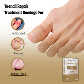 Toe Nail Cover Up Bandages for Unsightly, Broken or Cracked Toenails | Waterproof & Sterile Fake Nail Protector (Nude French)