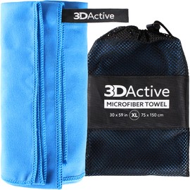 3DActive - Toalla de microfibra para gimnasio, deportes y viajes. Ultra absorbente, de secado rápido, ligero, compacto con bolsa de transporte. (extragrande (30 x 59 pulgadas), azul)