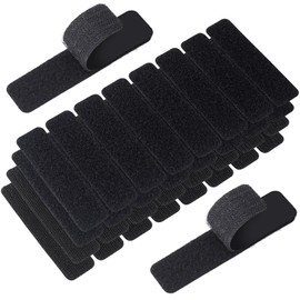 Mxxipp 16 Pair 1x4 Inch Hook and Loop Strips, Heavy Duty Double Sided Hook & Loop Tape Fastener, Self-Adhesive Wall Mounting Picture Hanging Strip for Office Home Indoor Outdoor- Black