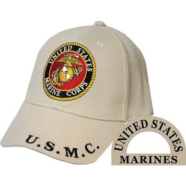EagleEmblems Men's USMC Tan Logo Embroidered Ball Cap Adjustable Tan