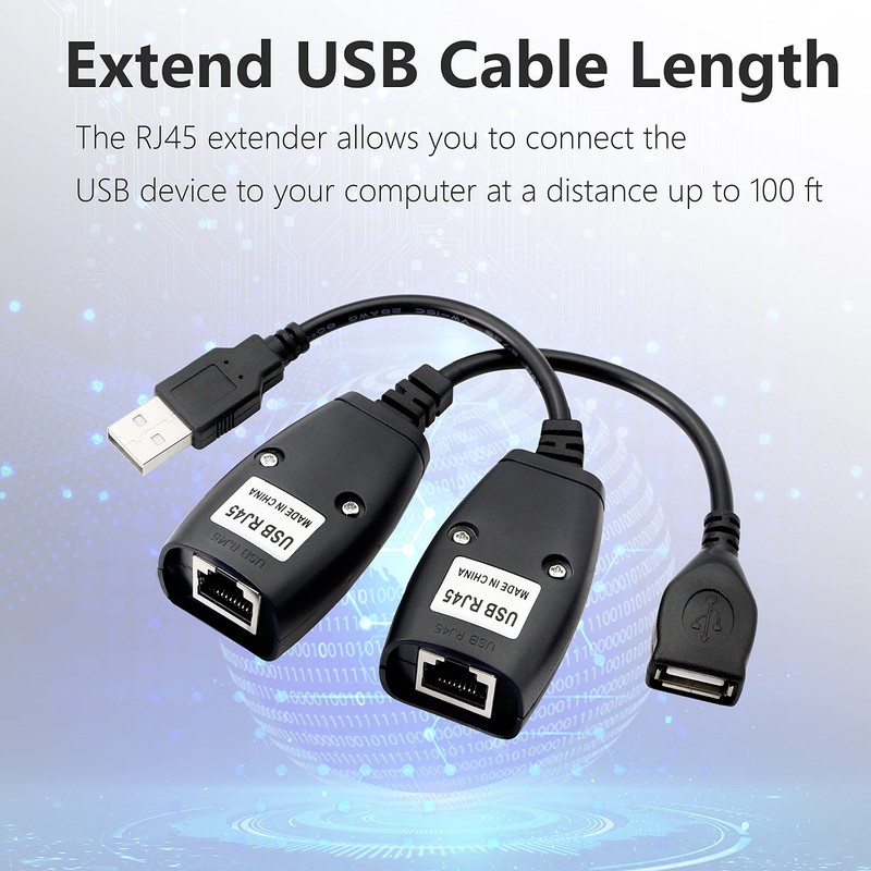 GELRHONR 2Pack USB 2.0 to RJ45 Ethernet Extender Adapter Cable,Over