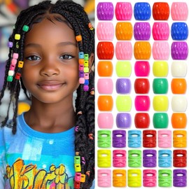 VENOFEN 60PCS Colorful Hair Beads Large Loc Beads Cute Mixed Style Braids Decoration Acrylic Hair Decoration Accessories for Kids Girls