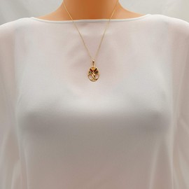 Kiara Jewellery Mixed Amber Gold Plated 925 Sterling Silver Oval Intertwined Tree of Life Pendant on 18" Italian Diamond Cut Chain, Sterling Silver, Amber