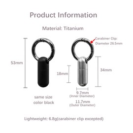 WIICOYK Keychain Pill Box Organiser, Waterproof Pill Holder with Multi-Compartments, Portable Pill Container for Travel Pocket Purse, Small EDC Pill Case with Carabiner Clip for Outdoor/Daily/Emergency (Titanium-1 Compartment)