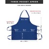 Chef Works Unisex Three Pocket Apron, Royal, One Size