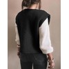 Arssm Women Fleece Sweater Vest Cropped Sleeveless Button Down Knit