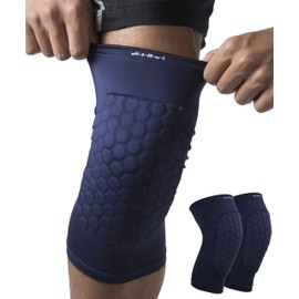 HiRui - Rodilleras para niños, jóvenes y adultos, soporte para la rodilla de baloncesto, béisbol, rodillera, rodillera de compresión para evitar colisiones, para voleibol, fútbol, ciclismo, correr, 1 par (azul marino, M)