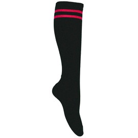 Goldschmidt Kostüme Knee Socks College Style One Size Stockings with Stripes 36-42 Women's Socks Stripes, black pink