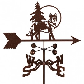 EZ Vane Wolf Weathervane — Post Mount, Wind Cups, Antique Copper Finish, Steel with Durable Triple Powder Coating, Handcrafted in USA