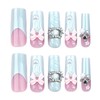24Pcs Press on Nails Long Square Coffin French Tip Simple