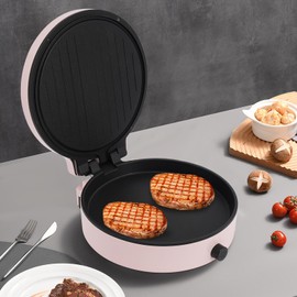 Electric Pancake Maker, 1400W Countertop Pizza Maker, 12.6in Griddle Grill, 32-482°F Temp Control, 3 Cooking Modes, Pizza Oven for Home & Parties (Pink)