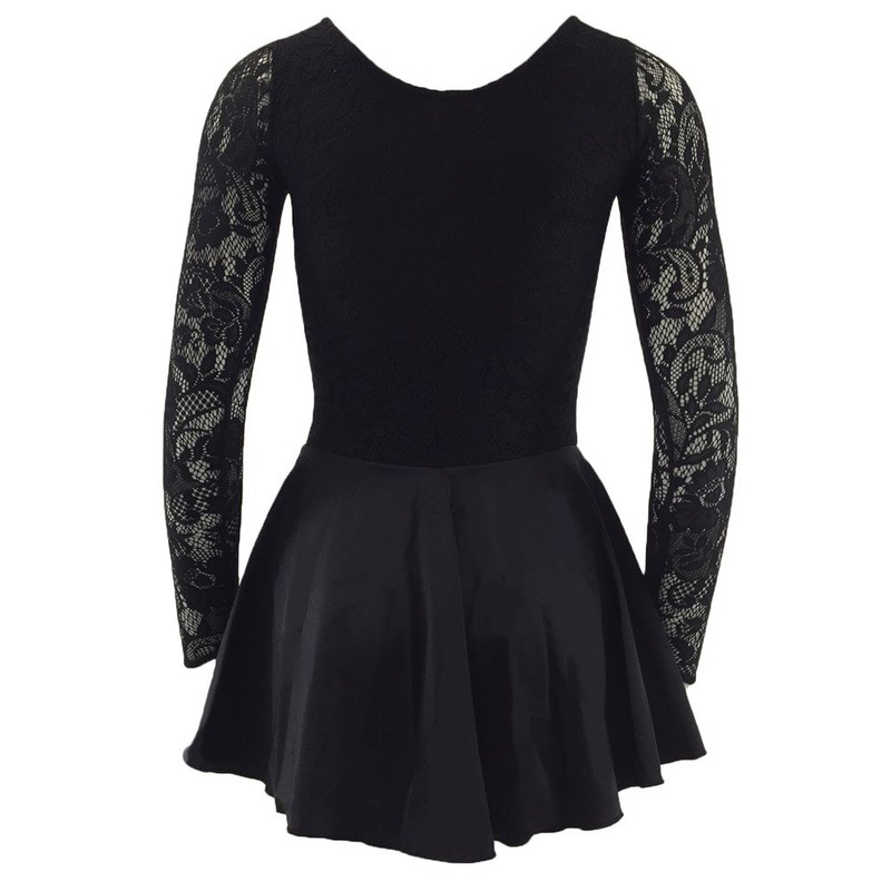 Starlite Black Zoe Dance Dress with Lycra Skirt for Girls,