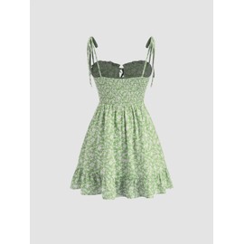 CIDER Womens Summer Dresses Floral Spaghetti Strap Cute Vacation Sundress Dress Boho Casual Outfits Green
