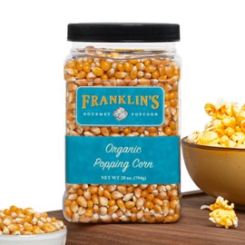 Franklin’s Gourmet Popcorn Organic Popcorn Kernels for Popping - 28oz Tub - Made in USA, Non-GMO & All-Natural - Old Fashioned Unpopped Popcorn Kernels for Popcorn Machine
