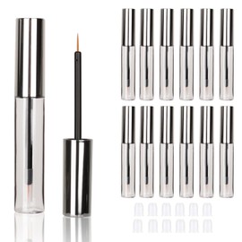 COSIDEA - 12 tubos de plástico aspiradora de 10 ml, para delineador de ojos, frascos y botellas que contienen delineador de ojos, aplicador de cepillo para polvo para el crecimiento de pestañas