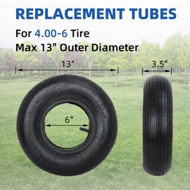 GICOOL 4.00-6 Replacement Tire and Inner Tube Set, 2 Pack, 13" Heavy Duty Tire and Wheel, TR-13 Straight Valve Stem, for wheelbarrow Trolley Dolly Garden Wagon Wheel Replacement