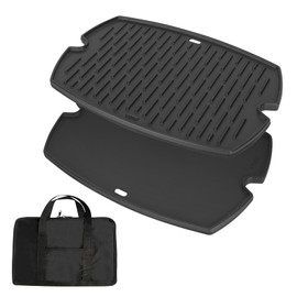 Outspark 7582 Grill Griddle for Weber Q1000 Q1200 Q1400 Q100 Q120 Q140 Series, 50060001 51060001 52020001 386001 386002,Cast Iron Cooking Pan for Weber Baby Q Accessories, with Carry Bag