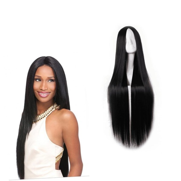 Baluue Straight Synthetic Wig for Women Black Hairpiece Comfortable Fashion