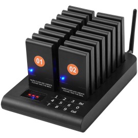Wireless Restaurant Pager System 16 Buzzers Vibration Flashing Beepers For Guest Calling In Restaurants HotelsSub Machine Shape: Square, Quantity: 16