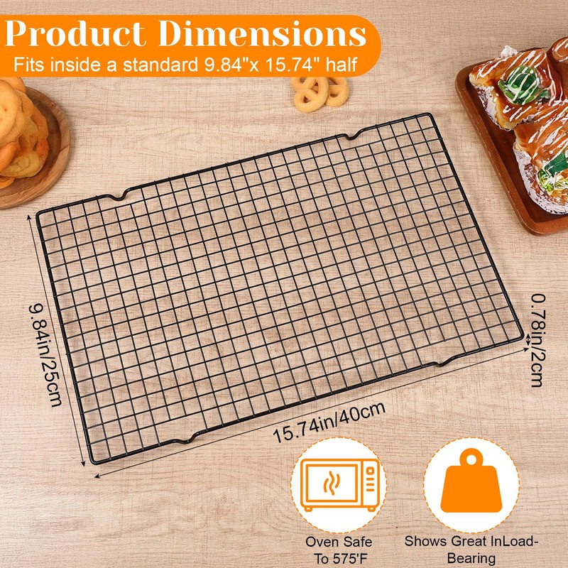 5PCS Black Stainless Steel Cooling Racks for Baking, Cooking, Roasting,