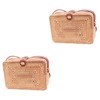 DOITOOL 2pcs Rattan Bag Seagrass Crossbody Bag Wicker Handbag Hand