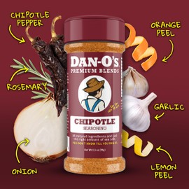 Dan-O's Chipotle Seasoning, 3.5 oz Bottle, All Purpose Seasoning for Chicken Wings, Pork, Brisket, Tacos and More, Sugar Free, Zero Calorie, Use this Spice Blend to Craft a Marinade, Dry Rub or Sauce