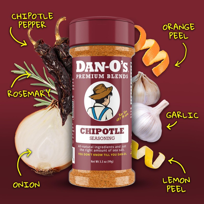 Dan-O's Chipotle Seasoning, 3.5 oz Bottle, All Purpose Seasoning for