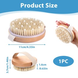 Massage Brush with Natural Bristles, Dry Brush for Reducing Cellulite, Body Brush Natural Bristles for Exfoliation and Blood Circulation, Relaxing Bath Brush for Healthy Skin Care and Lymphatic