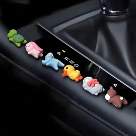 Cute Car Interior Accessories Dashboard Decorations, Set of 6 Cute Animals Car Dash Decor Rearview Mirror Ornament for Women Girl Home Garden Office