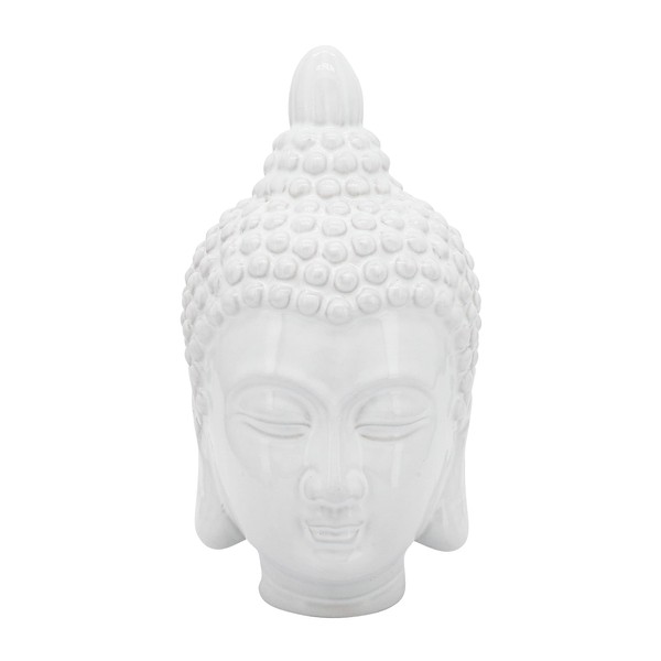 Sagebrook Home Ceramic 10" Buddha Head, White