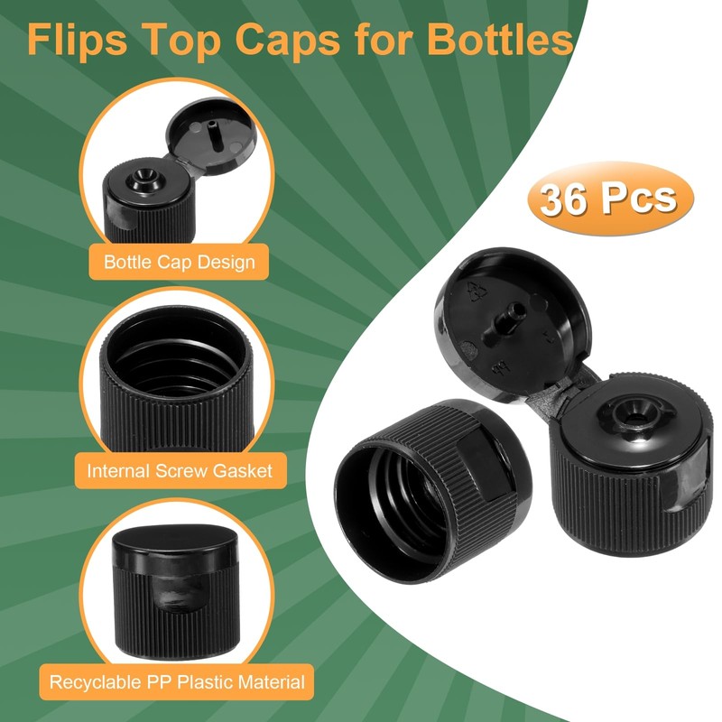 sourcing map 36pcs 20/410 Flips Top Caps for Bottles, Replacement