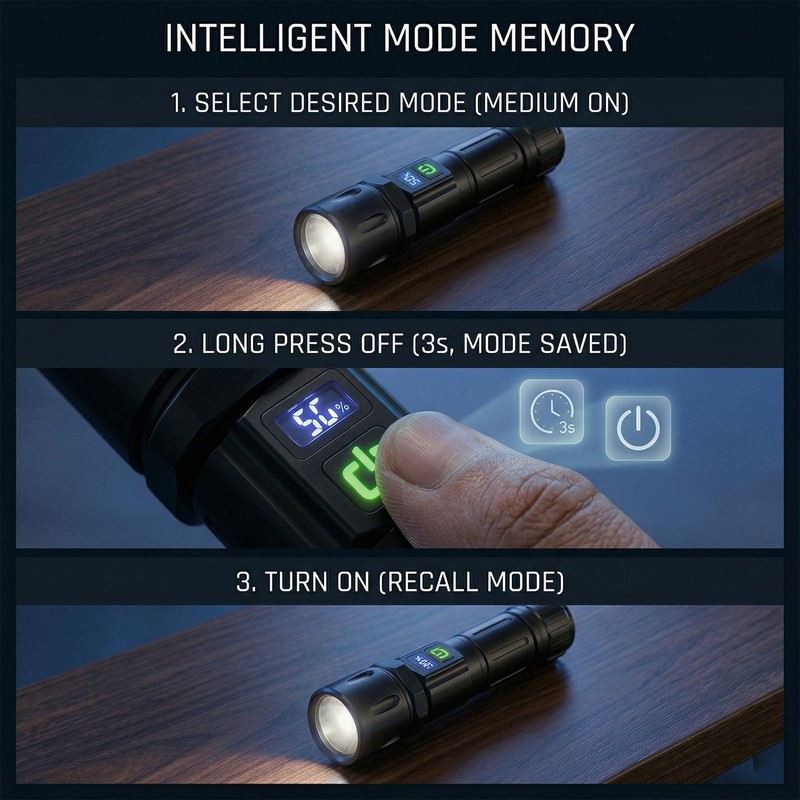Rechargeable LED Flashlight High Lumens with Holster , Digital Power