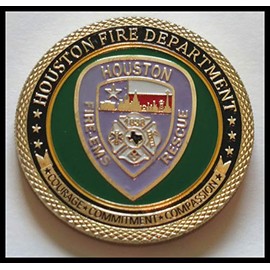 Houston Fire Department Firefighter Colorized Challenge Art Coin