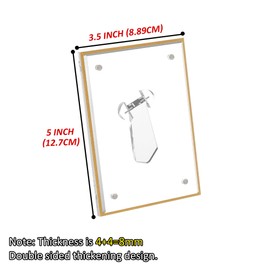 Hexsonhoma Acrylic 3.5x5 Picture Frame with Gold Edge, Clear Magnetic Tabletop 5x3.5 Picture Frame, Freestanding Crystal Acrylic Frame for Retail, Store, Museum, Home, Brand Advertiser